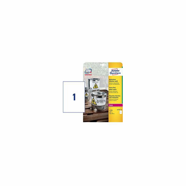 Avery Zweckform White Heavy Duty Laser Labels 210x297mm 2...