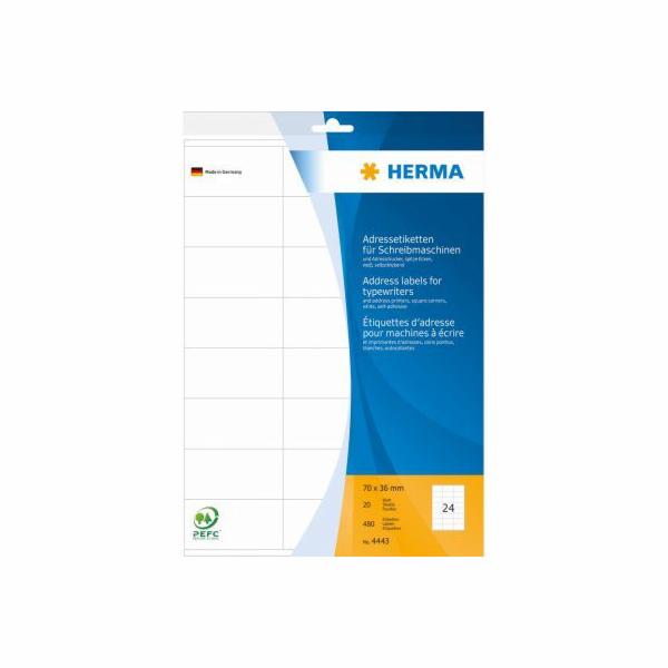 Herma Adresní nálepky na psací stroje, bílé, 40 kusů (4443)