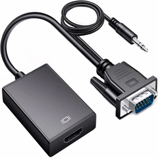 AV adaptér HDMI - D -Sub (VGA) + Jack 3,5 mm černá (E394)