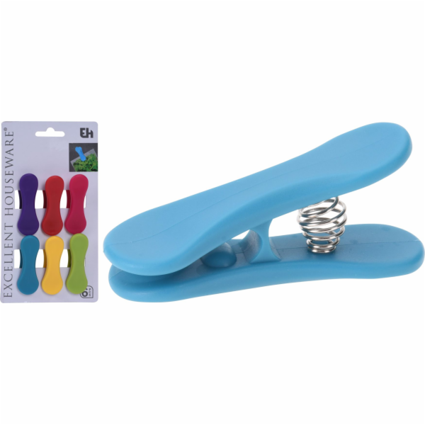 Klip na sáčky 6 ks 6,5 cm mix barev plast