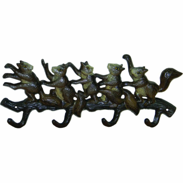 Věšák veverky 4 háčky litina 330x130x40 mm