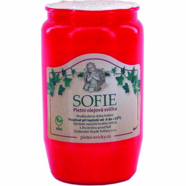 Svíčka hřbitovní olejová 240 g/14 cm červená