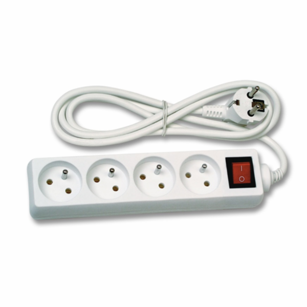 Přívod prodlužovací 3 m 4 zásuvky - vypínač, max.10A