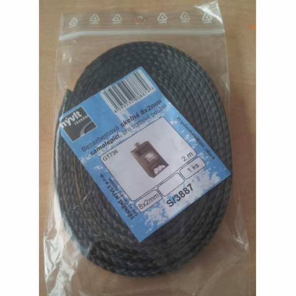 Šňůra skelná bezazbestová 10x3 mm/2 m samolepící