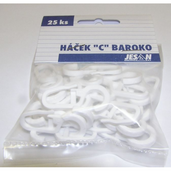 Háček záclonový "C" 25 ks **bílý **