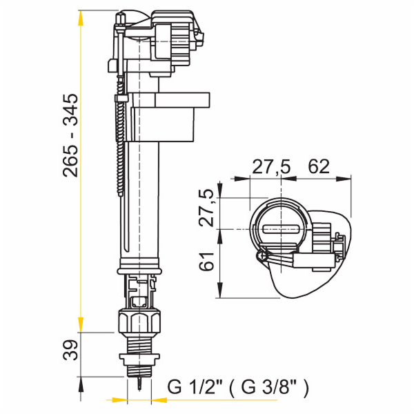 Ventil napouštěcí spodní A17 1/2"