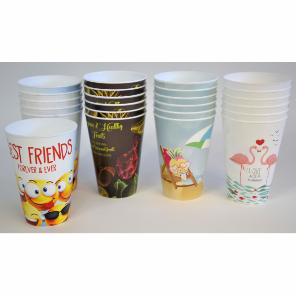 Kelímek plastový 400 ml 6 ks dekor