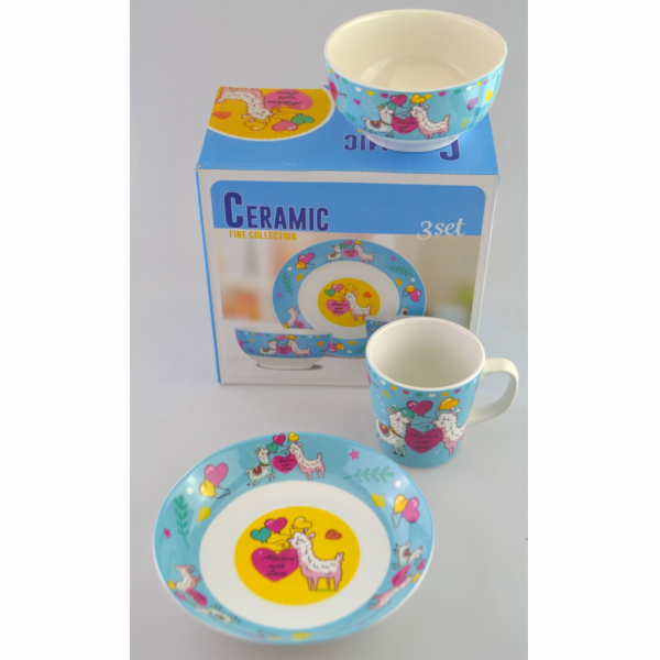 Souprava jídelní dětská 3 díly Lama keramika