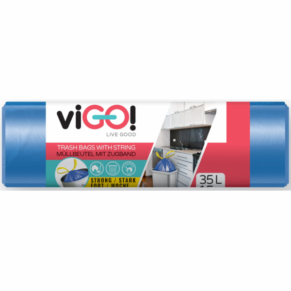 Pytel na odpadky zatahovací 35 l/15 ks modré Vigo