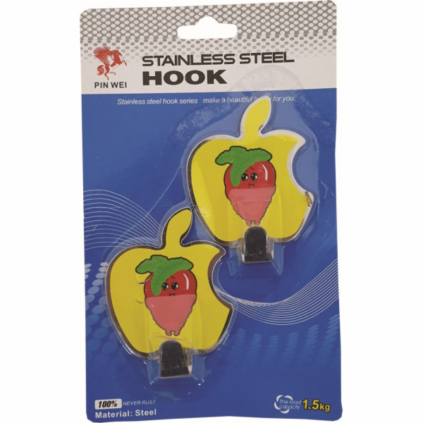 Háčky samolepící 2 ks nerez 6x5 cm dekor