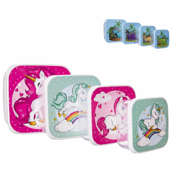 Krabička na svačinu 4 ks-různé velikosti mix dekorů