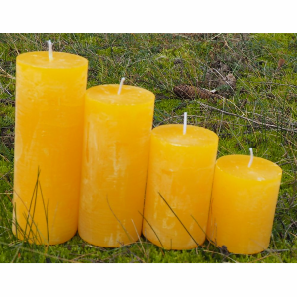 Svíčka sada 4ks schody, barva žlutá - vůně vanilka