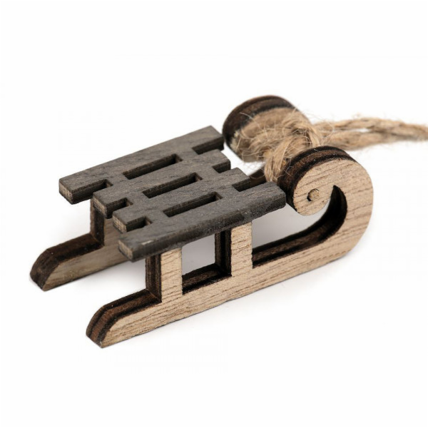 Dekorace sáňky závěsné šedé 4 ks