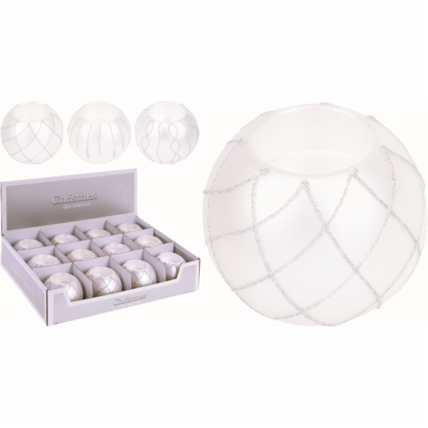 Svícen na čajovou svíčku koule stříbrný