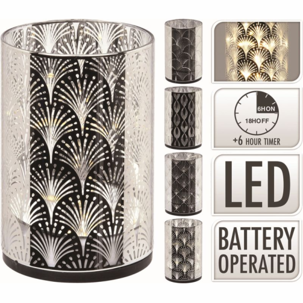 Svícen vánoční 10,5 cm LED svítící stříbrný sklo