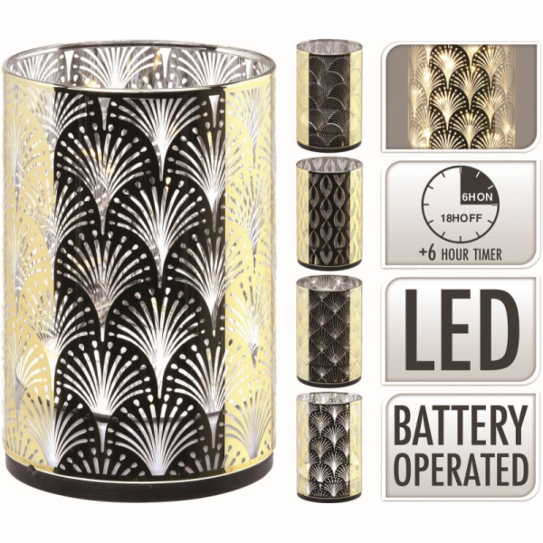 Svícen vánoční 10,5 cm LED svítící zlatý sklo