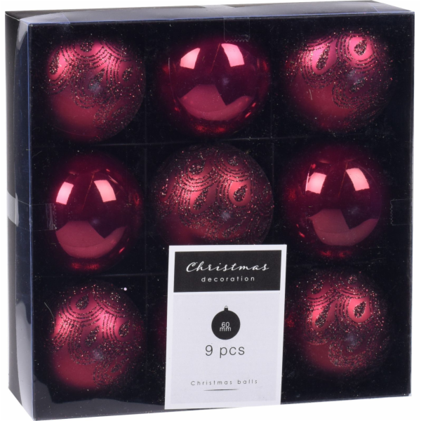 Ozdoba&nbsp;vánoční&nbsp;koule&nbsp;9&nbsp;ks/6&nbsp;cm&nbsp;vínová