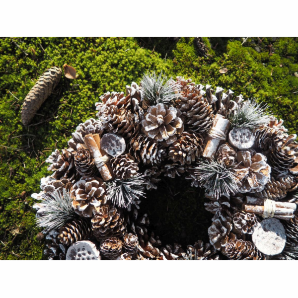 Věnec vánoční ojíněný velký 38 cm