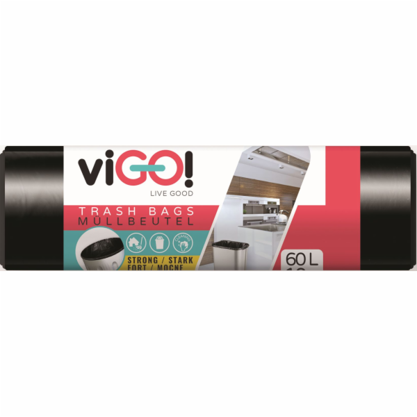 Pytel na odpadky 60 l/10 ks LDPE černý Vigo