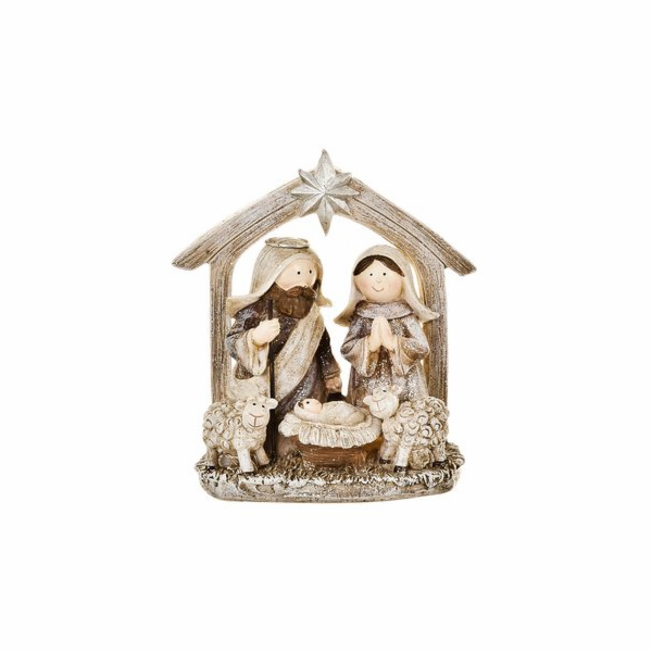 Betlém pod střechou s ovečkami 11x9x5 cm