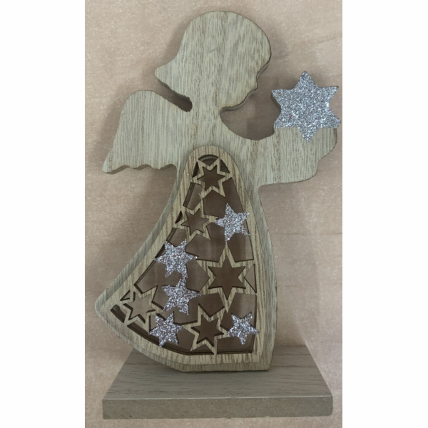 Dekorace Anděl se stříbrným glitrem 13,5cm