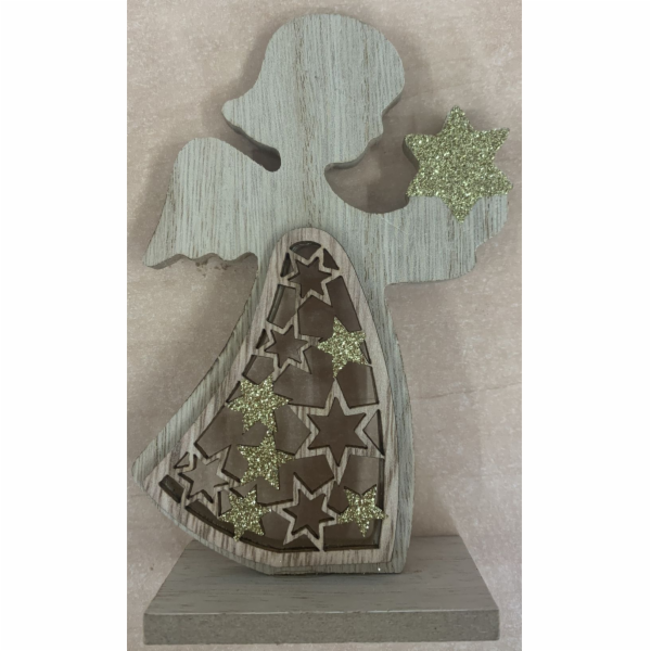 Dekorace Anděl se zlatým glitrem 13,5cm