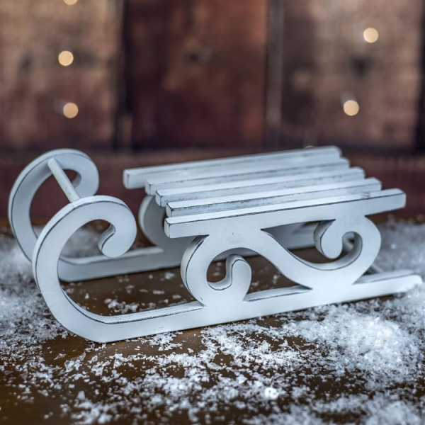 Dekorace sáňky 29x10,5 cm bílé