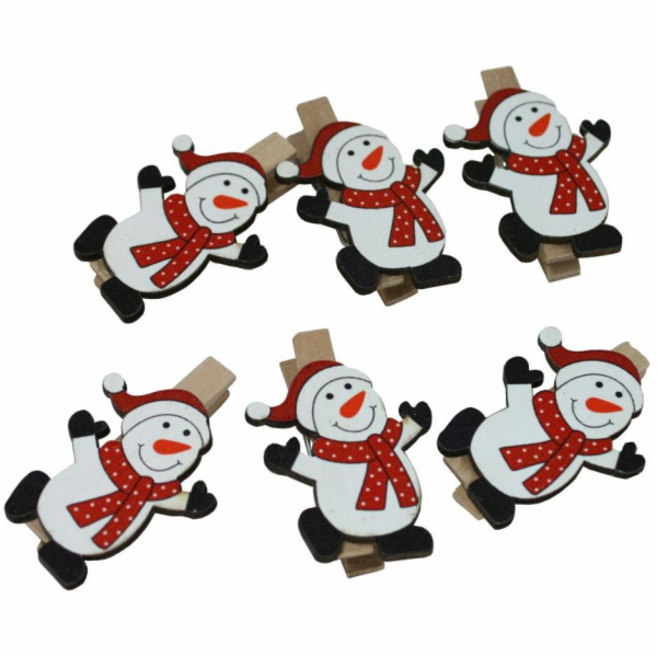Dekorace&nbsp;sněhulák&nbsp;na&nbsp;kolíčku&nbsp;6ks