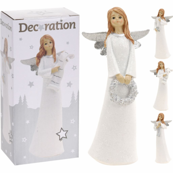 Dekorace vánoční anděl 15 cm stojící polystone