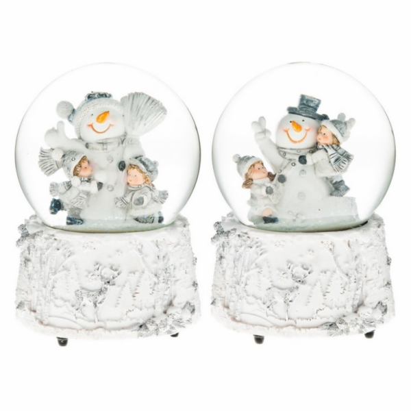 Sněžítko bílé sněhulák s dětmi velké 14x11,5 cm