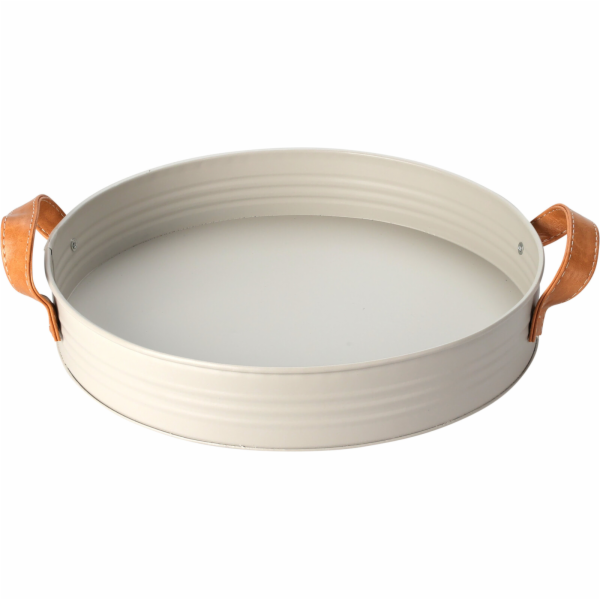 Podnos servírovací kovový bílý 30,5x5,5 cm