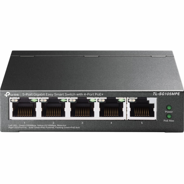 TP-Link Easy Smart switch TL-SG105MPE (5xGbE, 4xPoE+, 120...