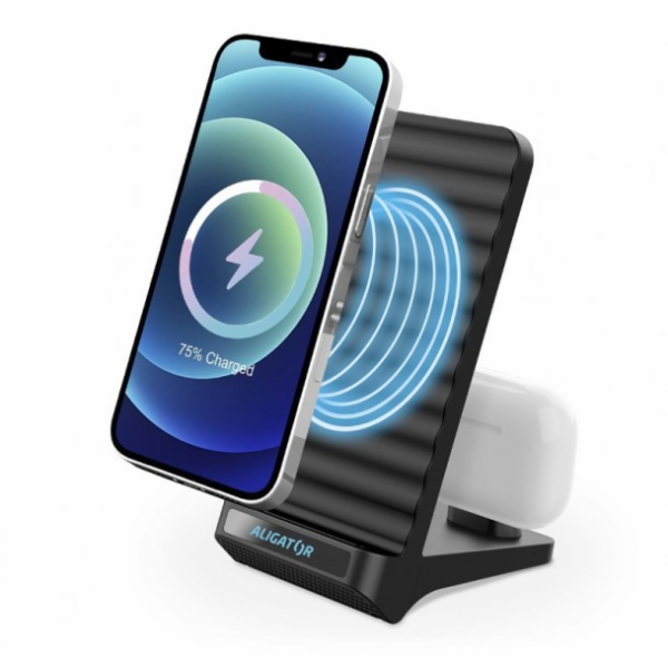 Aligator Stojánek s bezdrátovým nabíjením 15W a USB-C kon...