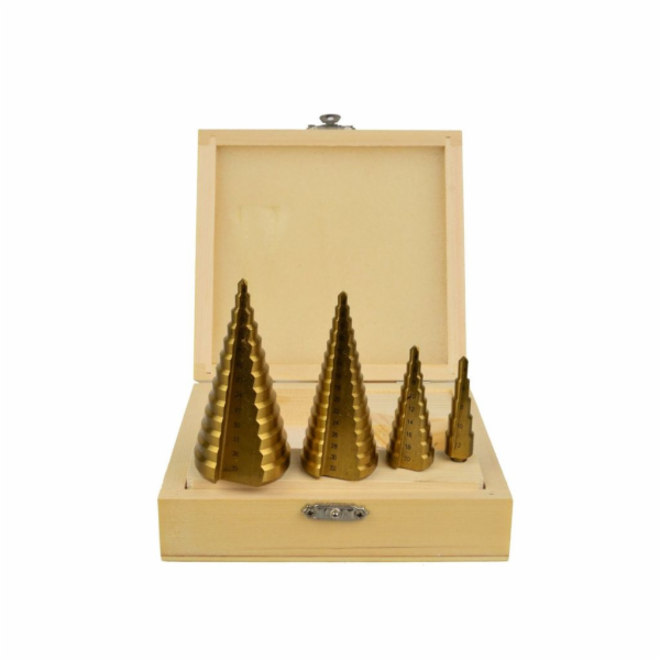 GEKO Vrtáky stupňovté, sada 4ks, 4-12mm, 4-20mm, 4-32mm, ...