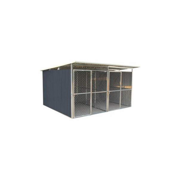 Kotec pro psa G21 KEN 886 - 322 x 275 cm, dvoumístný, šedý