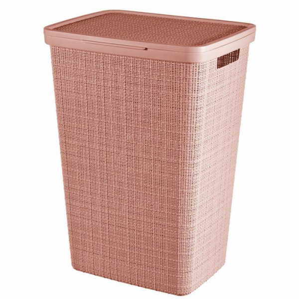 Koš na prádlo Curver Jute 58L s víkem růžový