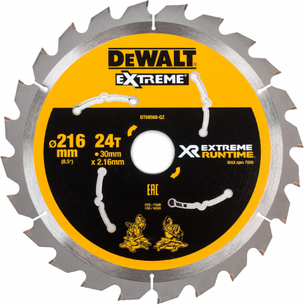 Kreissägeblatt XR EXTREME RUNTIME DT99568, O 216mm, 24Z