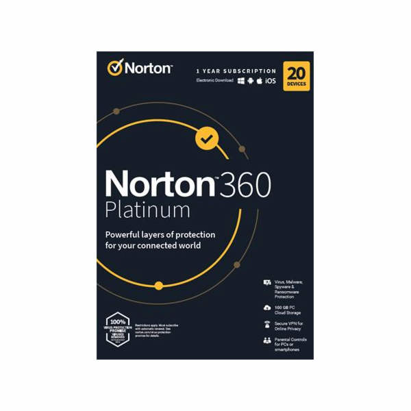 Norton 360 PLATINUM 100GB 1 uživatel 20 lic. 1 rok (21428...