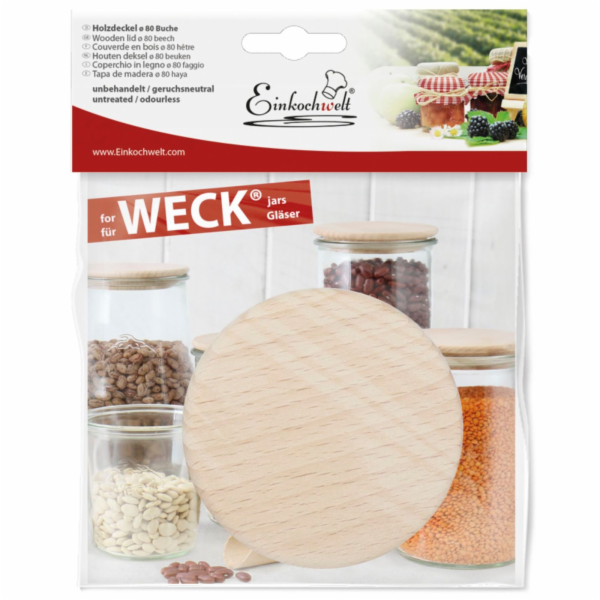 WECK Wooden Lid 80mm Beech
