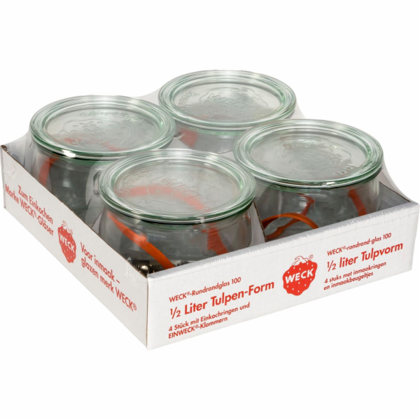 WECK Round Rim Jar Tulip 0,5l Set of 4