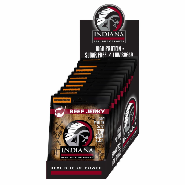 INDIANA Jerky hovězí Peppered 375g - display