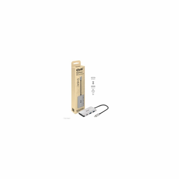 Club3D hub USB-C Gen2 PD na 2x USB-C 10G porty a 2x USB-A...