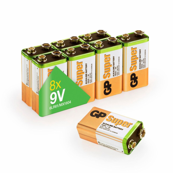 1x8 GP Super Alkaline 9V-Block 6LR61 Bulk Box      030E16...
