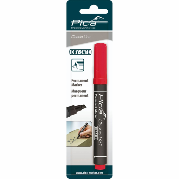 Pica Permanentmarker 2-6mm,  Wedge Tip, red / Retail Pack.