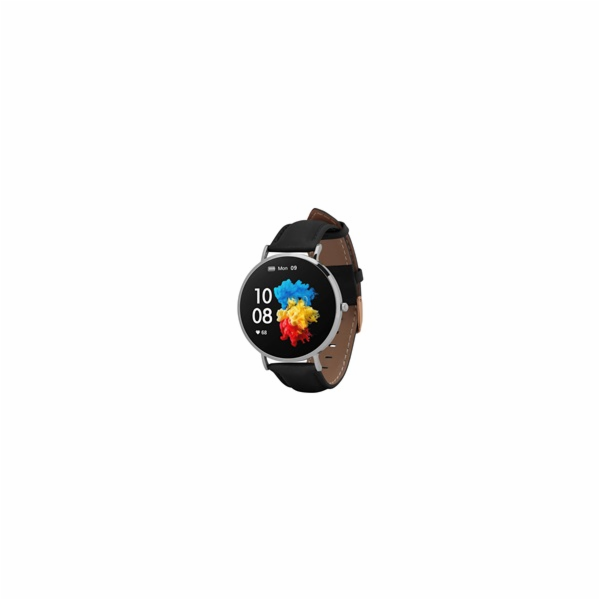 Garett Verona Smartwatch stříbrná, černý řemínek