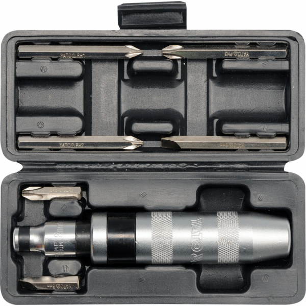 Šroubovák úderový kovový s příslušenstvím, 7 ks, box YATO