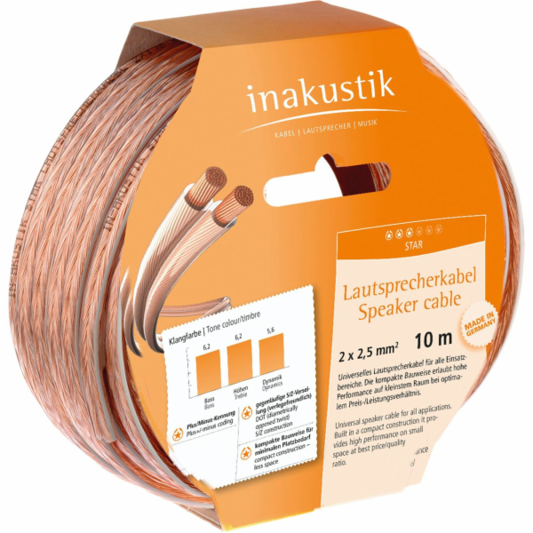 in-akustik Star 10 m, 2 x 2,5 mm kabel k reproduktorum