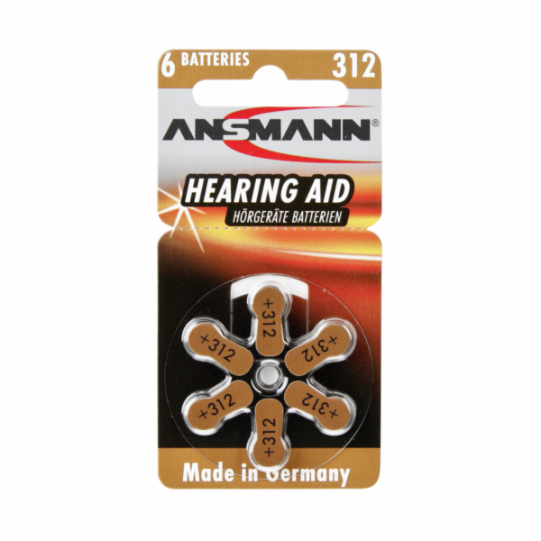 1x6 Ansmann Zinc-Air 312 (PR 41) Baterie naslouchatka