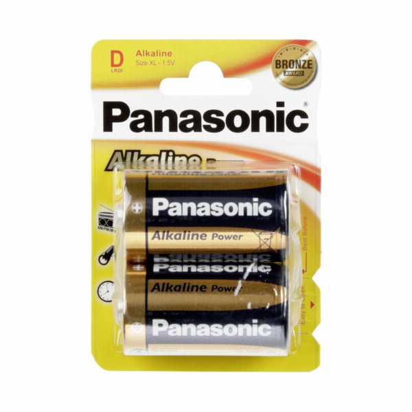 1x2 Panasonic Alkaline Power Mono D LR 20
