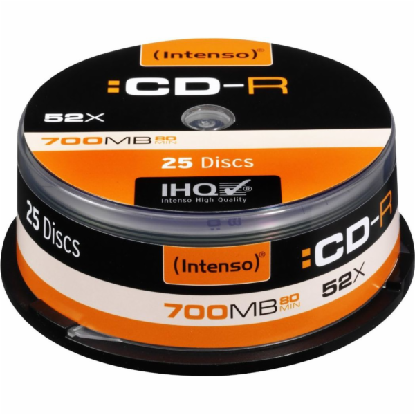 1x25 Intenso CD-R 80 / 700MB 52x Speed, Cakebox Spindel